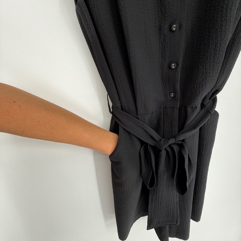 Calvin Klein Shorts Romper 4 Black Sleeveless Tie Waist Belted Jumper Elegant - Picture 4 of 8
